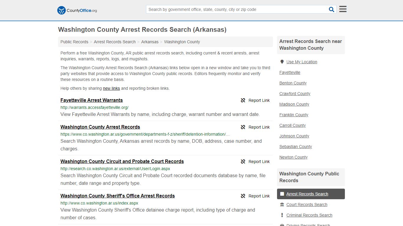 Arrest Records Search - Washington County, AR (Arrests ...