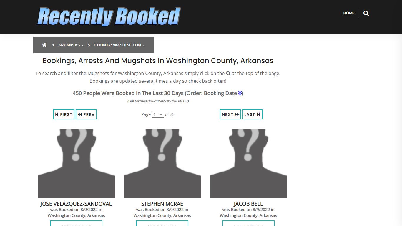 Bookings, Arrests and Mugshots in Washington County, Arkansas